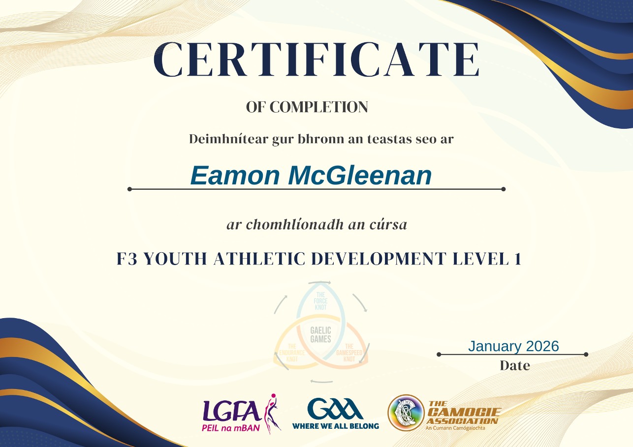 GAA F3 Youth Athletic Development Level 1 Certificate