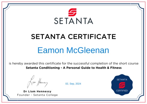 Setanta Conditioning Certificate